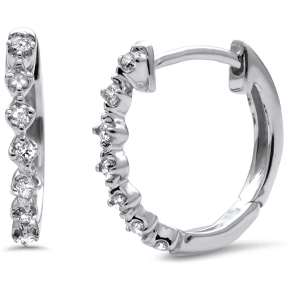 .12ct G SI 10K White Gold Diamond HOOP EARRINGS