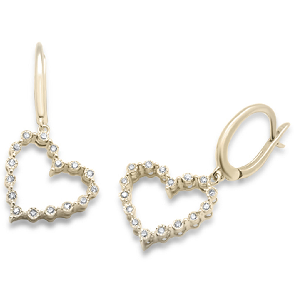 ''SPECIAL! .10ct G SI 10K Yellow Gold Diamond Heart Hoop DANGLE Earrings''