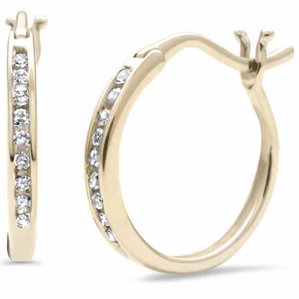 .09ct G SI 10K Yellow Gold DIAMOND Hoop Earrings