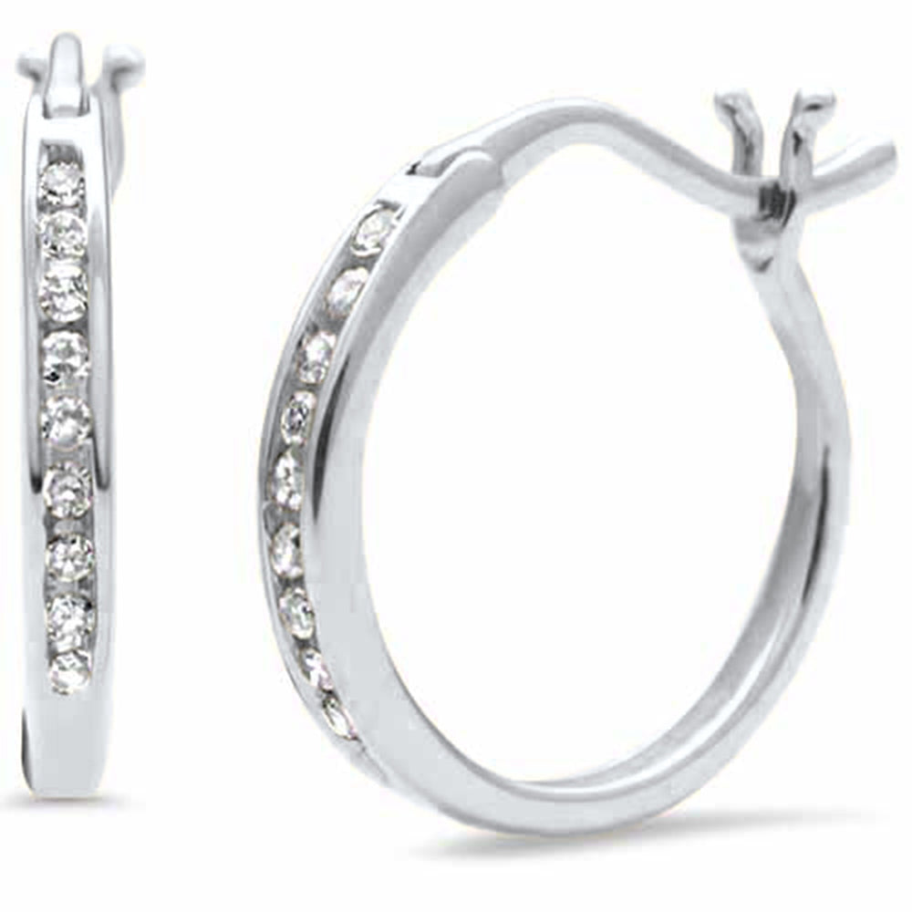 .12ct G SI 10K White Gold Diamond Hoop EARRINGS