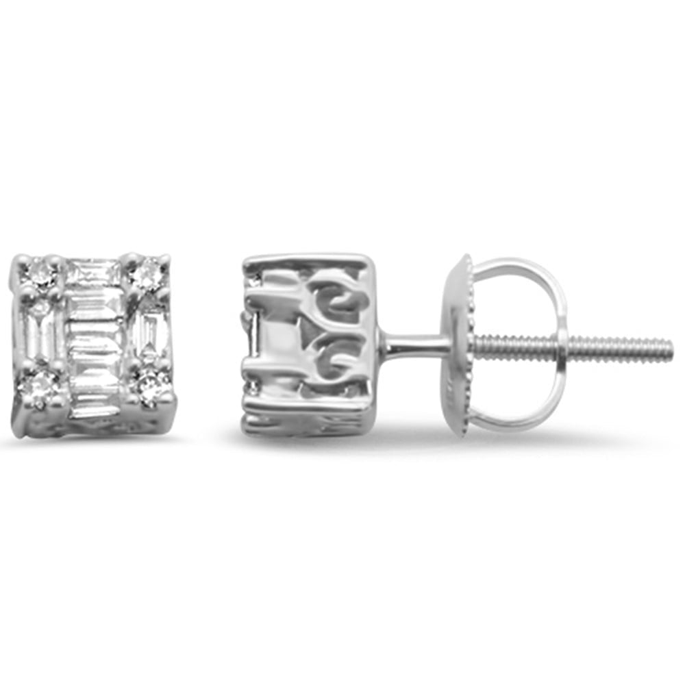 ''SPECIAL! .24ct G SI 10K White Gold Diamond Square STUD EARRINGS''