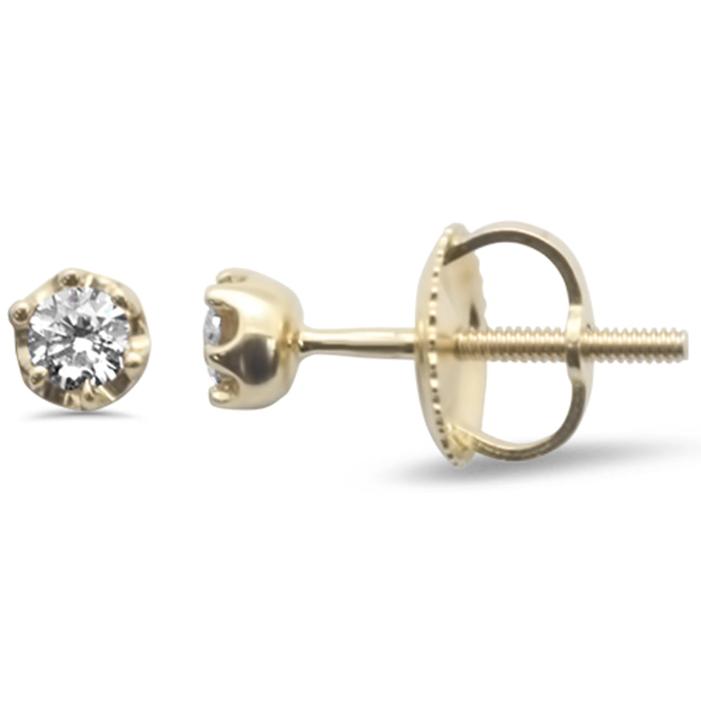 .15ct G SI 10KT Yellow GOLD Diamond Round Stud Earrings