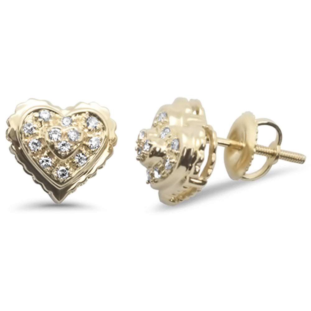 ''SPECIAL! .15ct G SI 10KT Yellow GOLD Diamond Heart Stud Earrings''