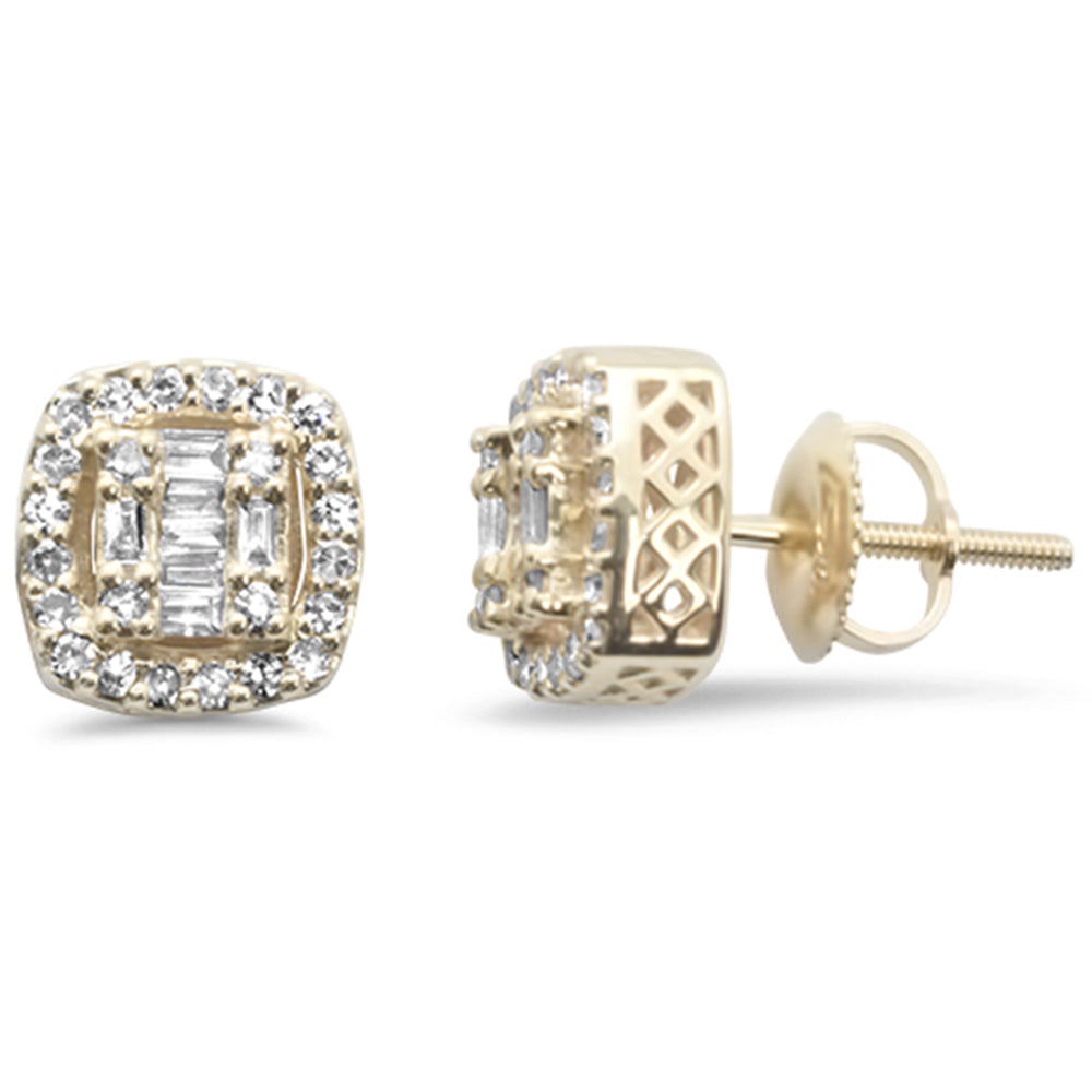 ''SPECIAL! .40ct G SI 10KT Yellow GOLD Round & Baguette Diamond Square Stud Earrings''