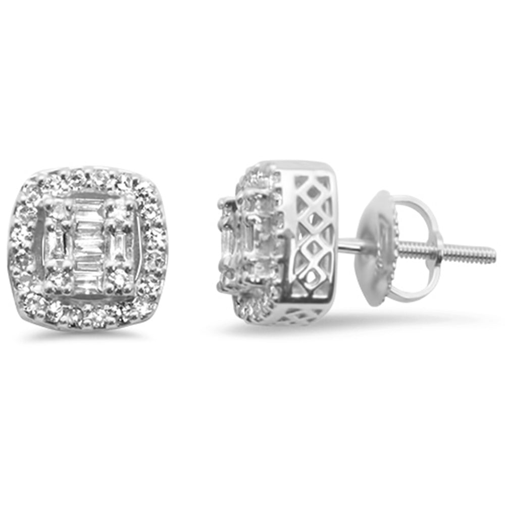 ''SPECIAL! .40ct G SI 10K White Gold Round & Baguette DIAMOND Square Stud Earrings''