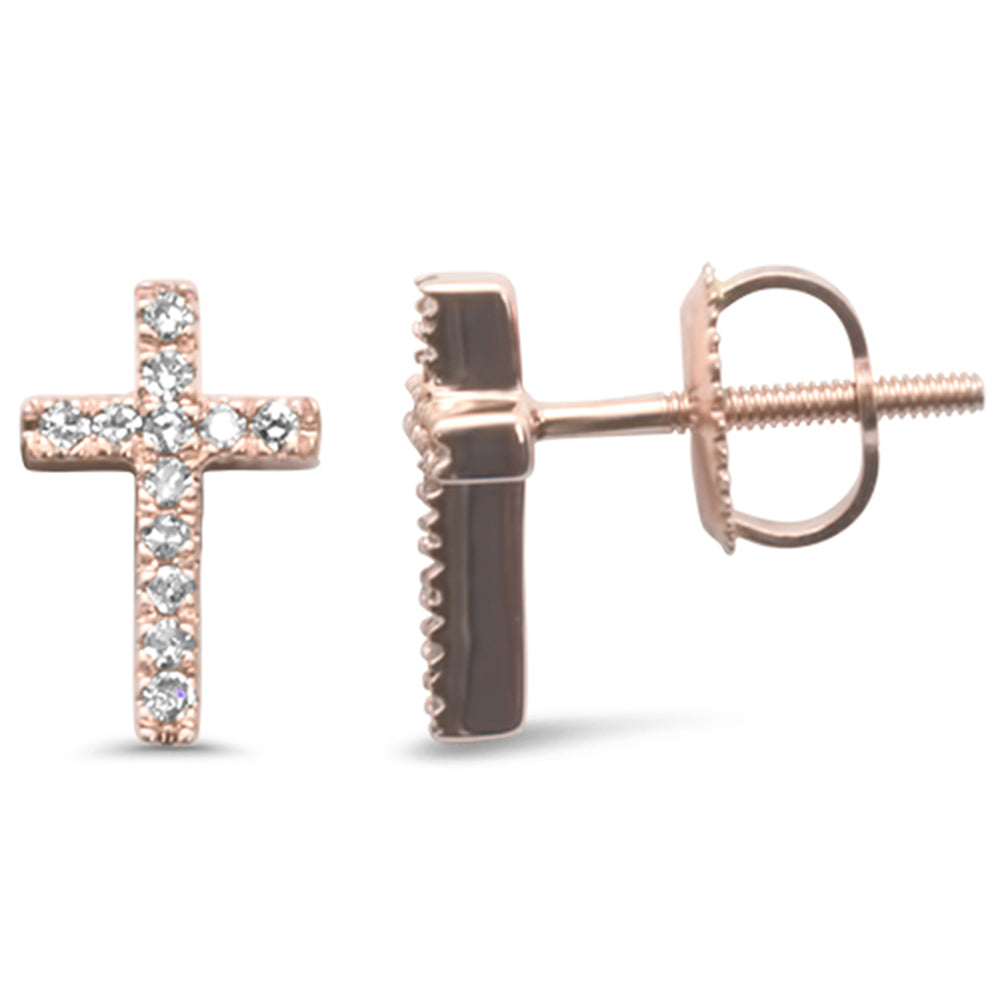 .12ct G SI 10KT Rose Gold DIAMOND DIAMOND Cross Earrings