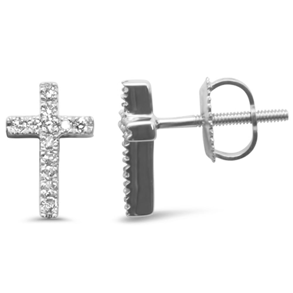 .11ct G SI 10K White Gold DIAMOND DIAMOND Cross Earrings