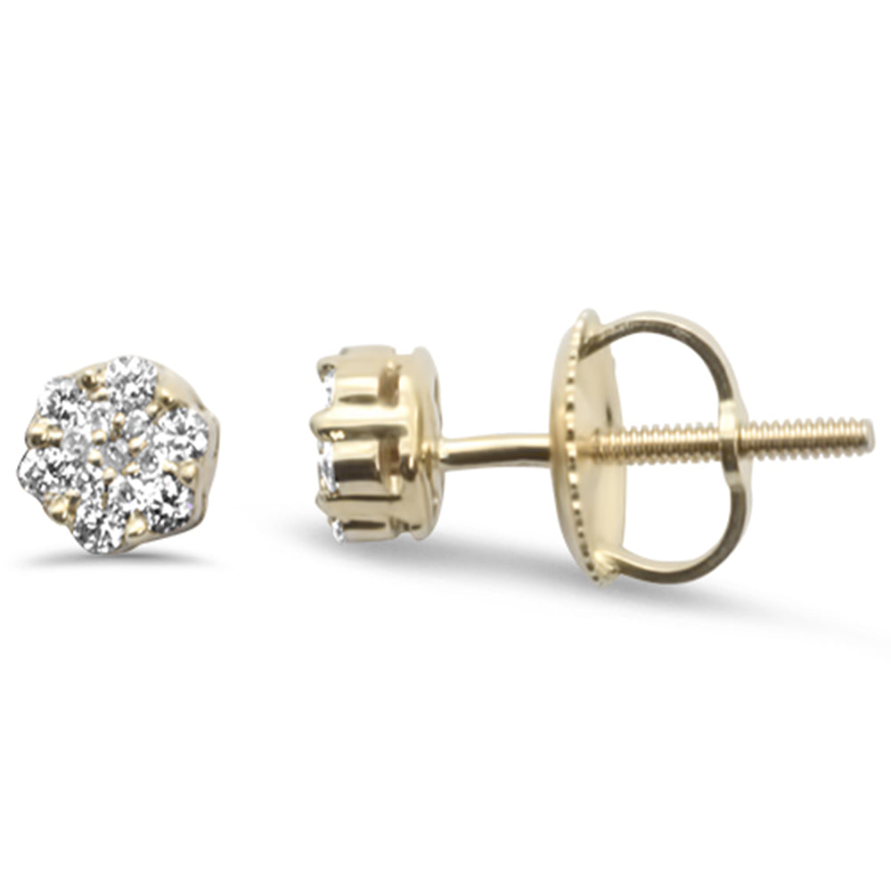 .11ct G SI 10KT Yellow Gold Diamond FLOWER Stud Earrings