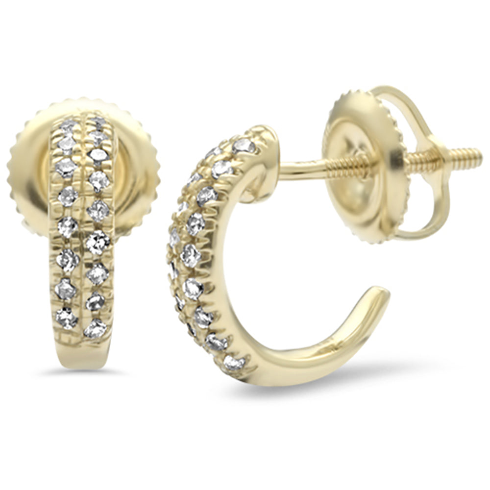 .13ct G SI 10KT Yellow Gold DIAMOND J Hoop Earrings