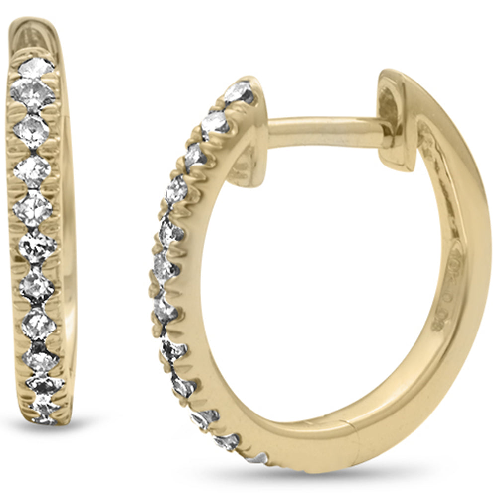 .08ct G SI 10KT Yellow GOLD Diamond Hoop Earrings