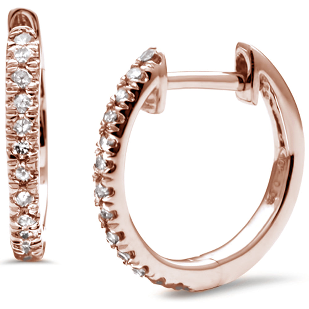 .09ct G SI 10K Rose Gold DIAMOND Hoop Earrings