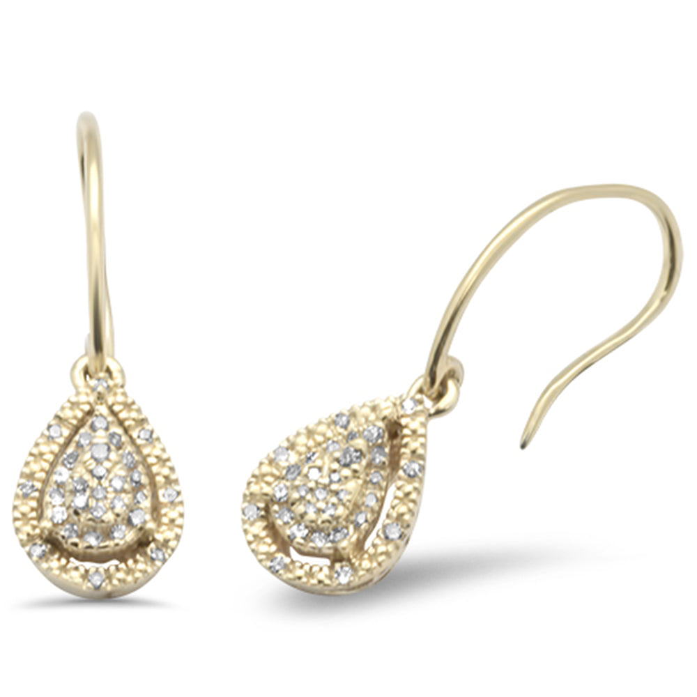 ''SPECIAL! .15ct G SI 10KT Yellow GOLD Diamond Pear Shape Dangling Earrings''