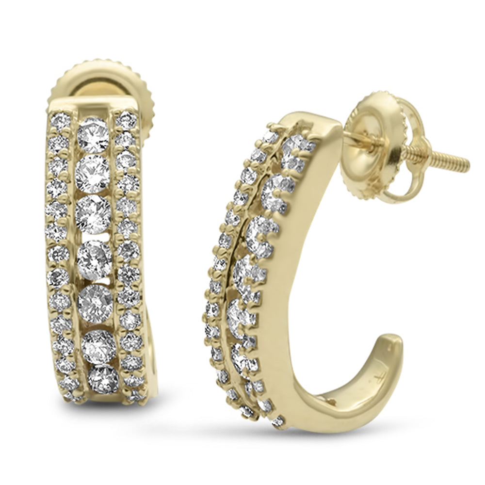 ''SPECIAL! 1.05ct G SI 10KT Yellow Gold DIAMOND J Hoop Earrings''