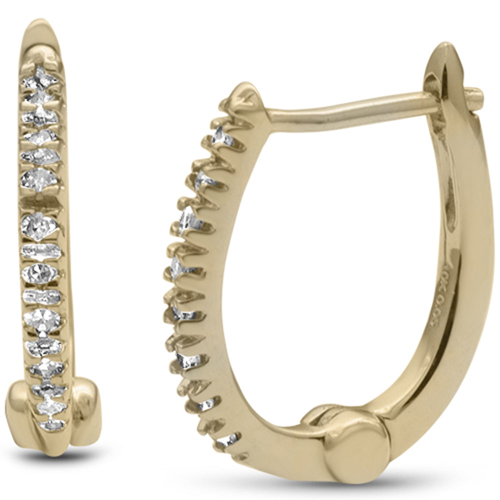 .09ct G SI 10KT Yellow GOLD Diamond Hoop Earrings