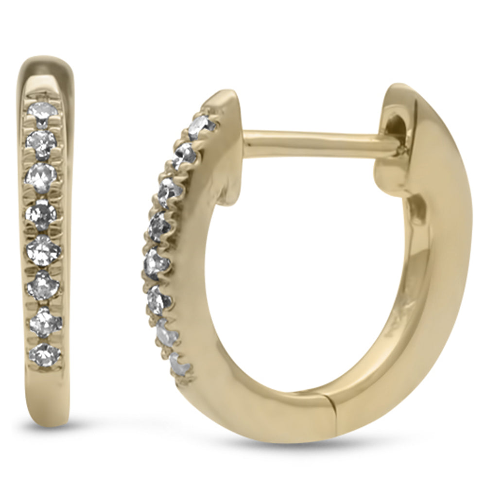 .07ct G SI 10KT Yellow GOLD Diamond Hoop Earrings