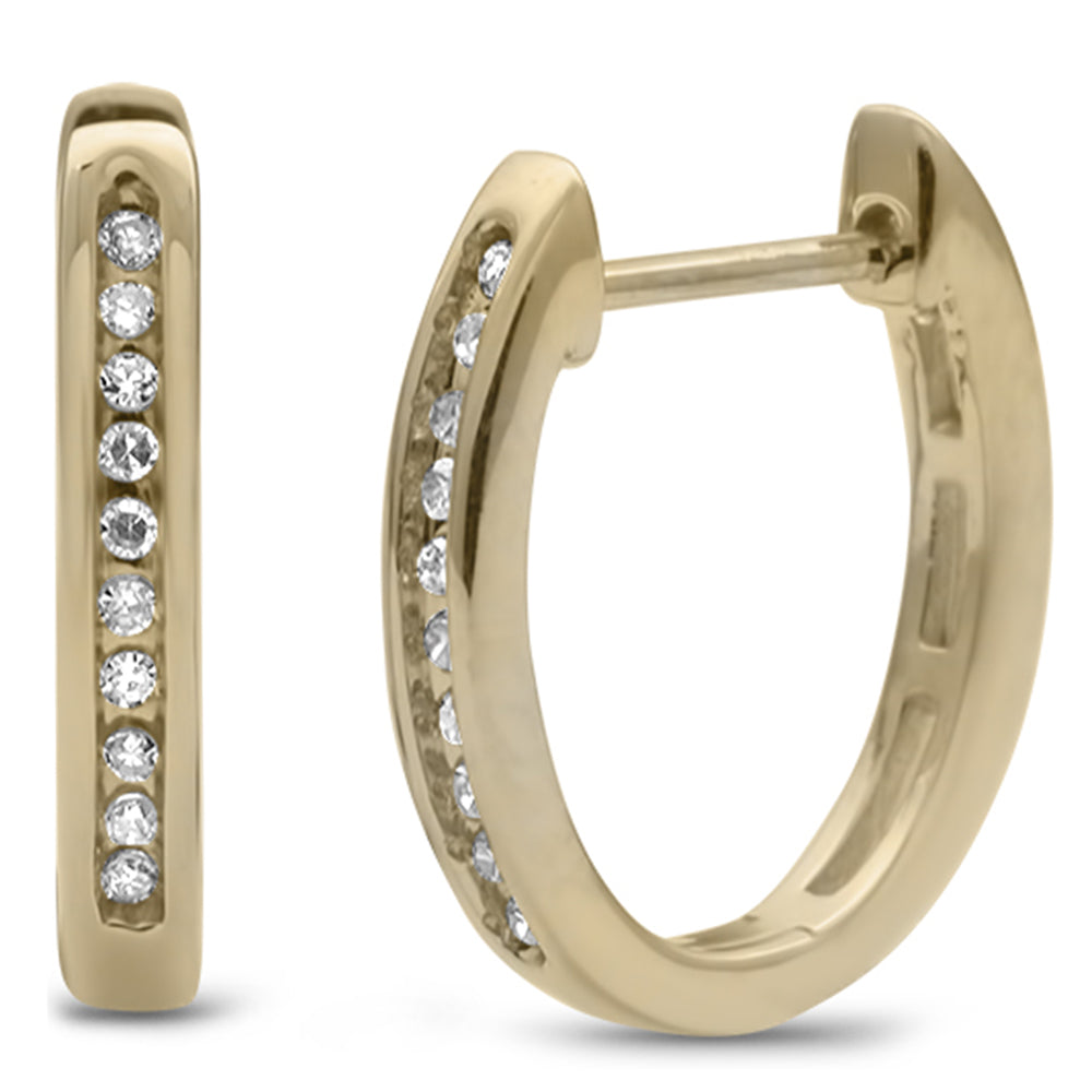 .07ct G SI 10KT Yellow Gold DIAMOND Hoop Earrings