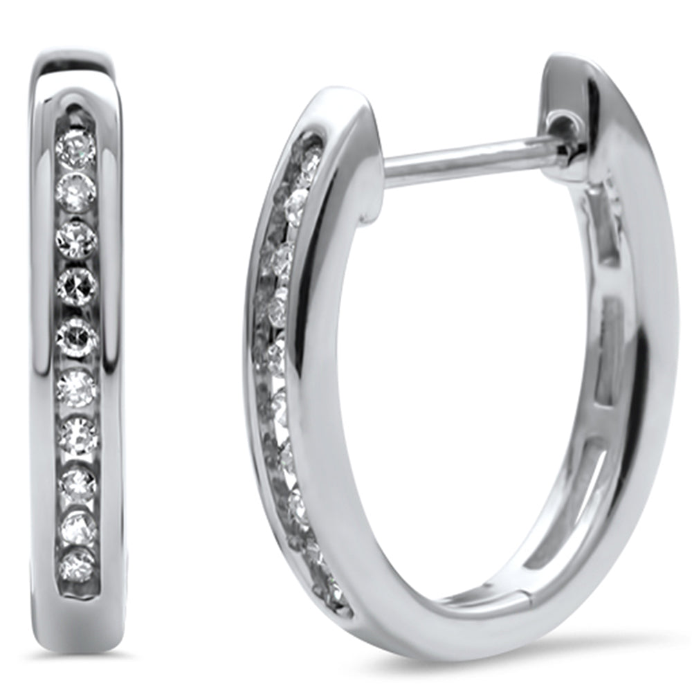 .07ct G SI 10KT White GOLD Diamond Hoop Earrings