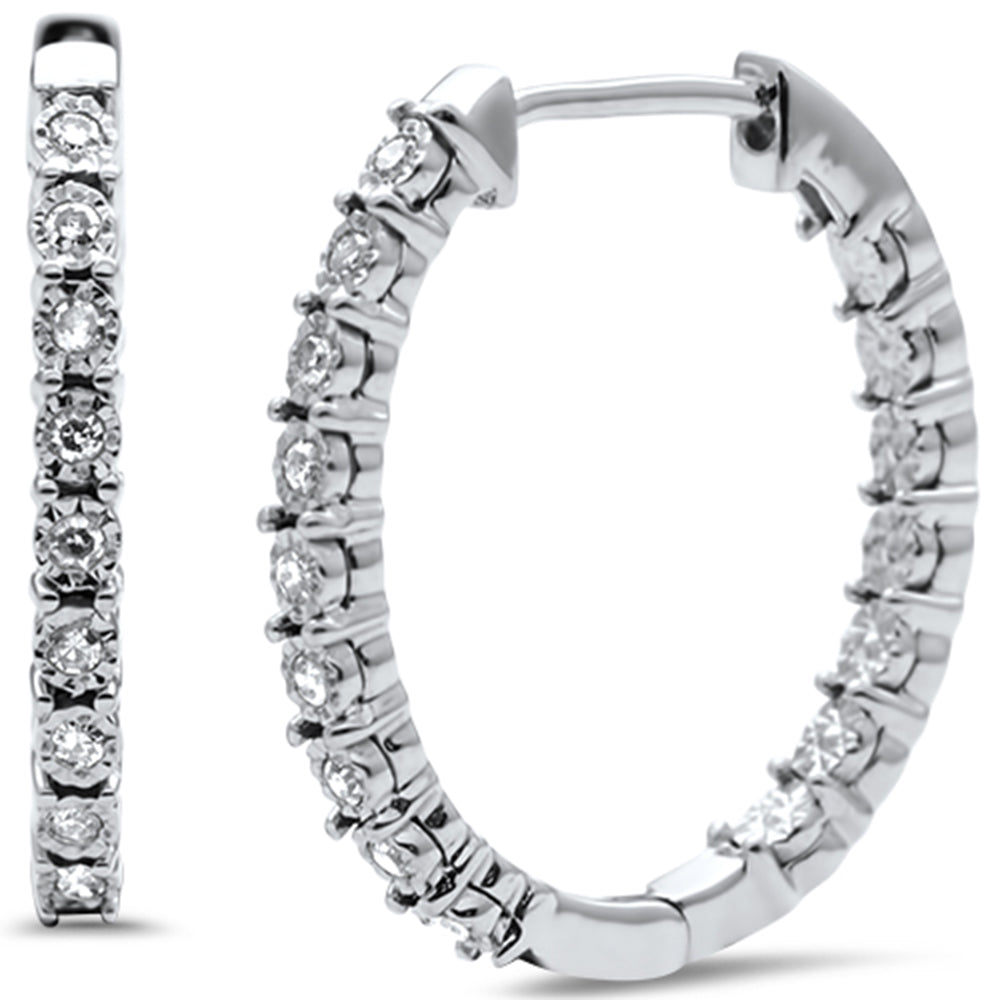 ''SPECIAL! .13ct G SI 10KT White GOLD Diamond Hoop Earrings''