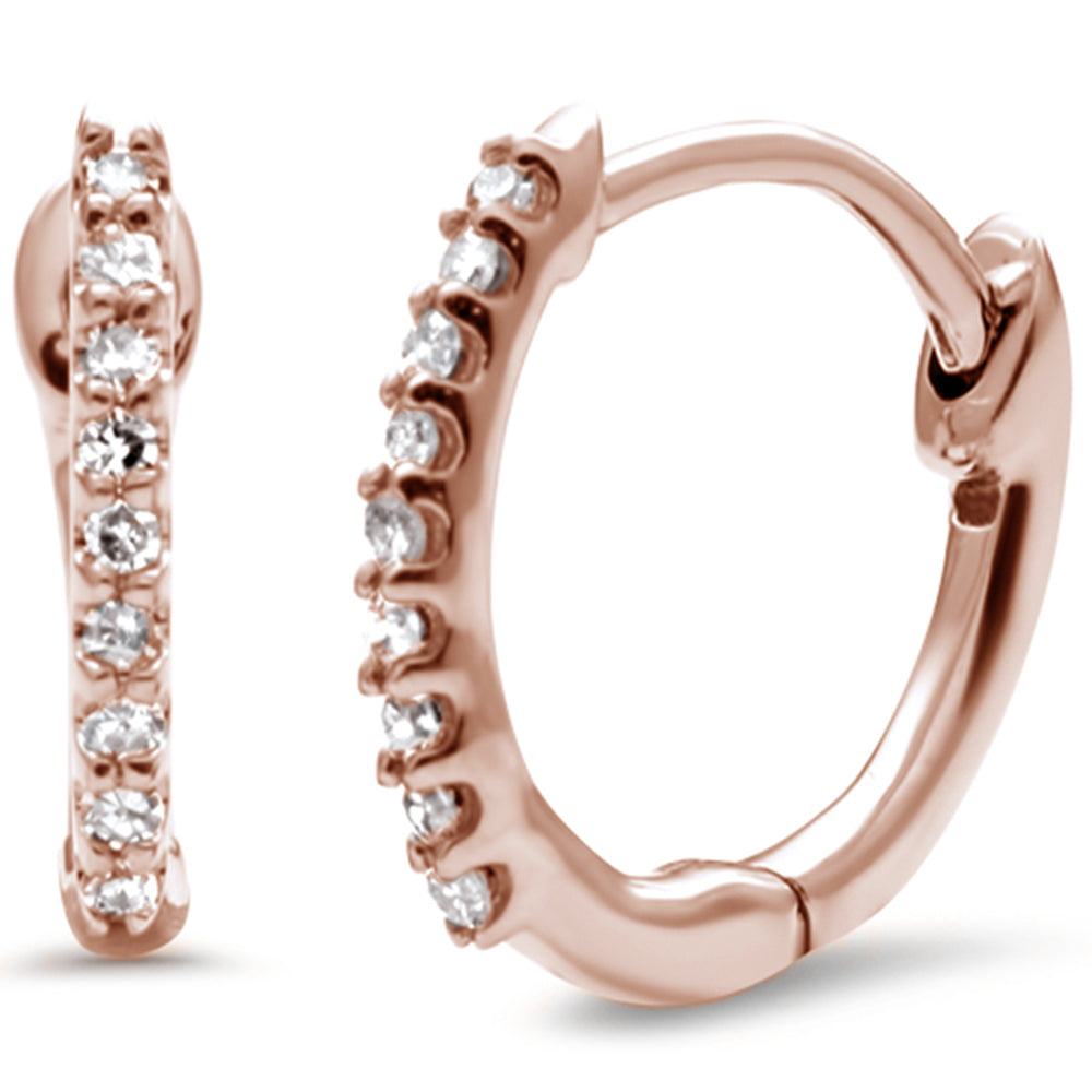 .11ct G SI 10K Rose GOLD Diamond Hoop Earrings