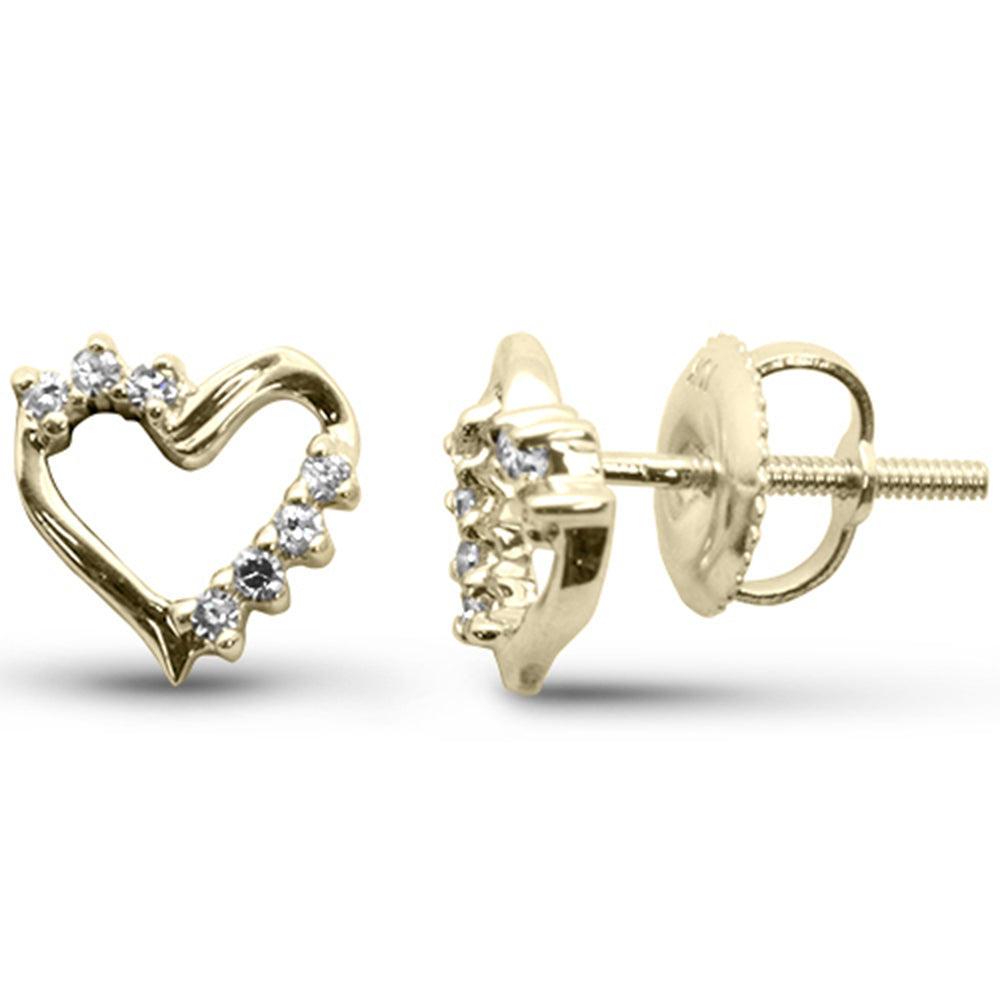 .11ct G SI 10K Yellow Gold DIAMOND Heart Earrings