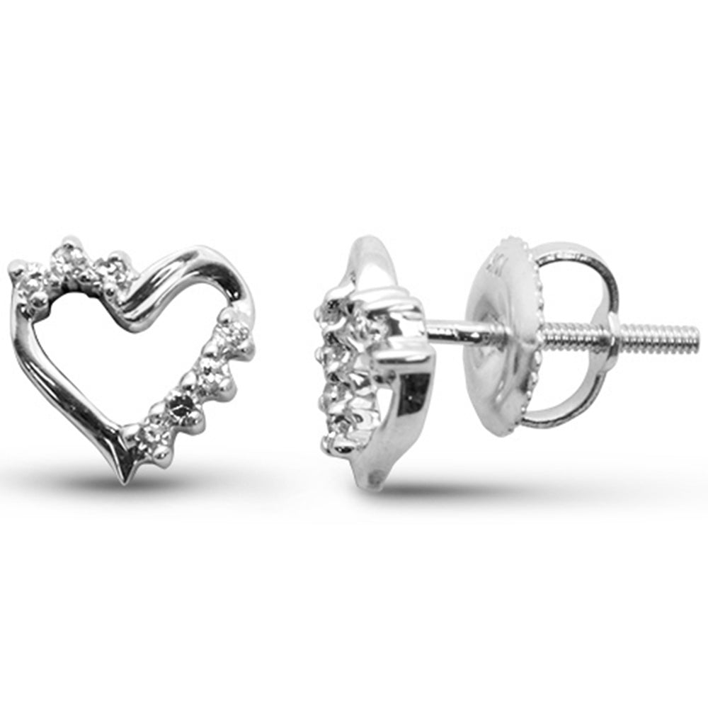 .11ct G SI 10K White GOLD Diamond Heart Earrings