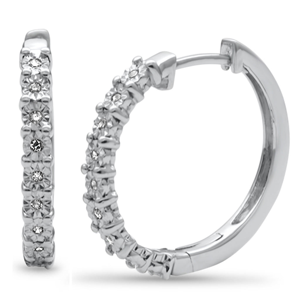 ''SPECIAL! .07ct G SI 10K White Gold Diamond HOOP EARRINGS''