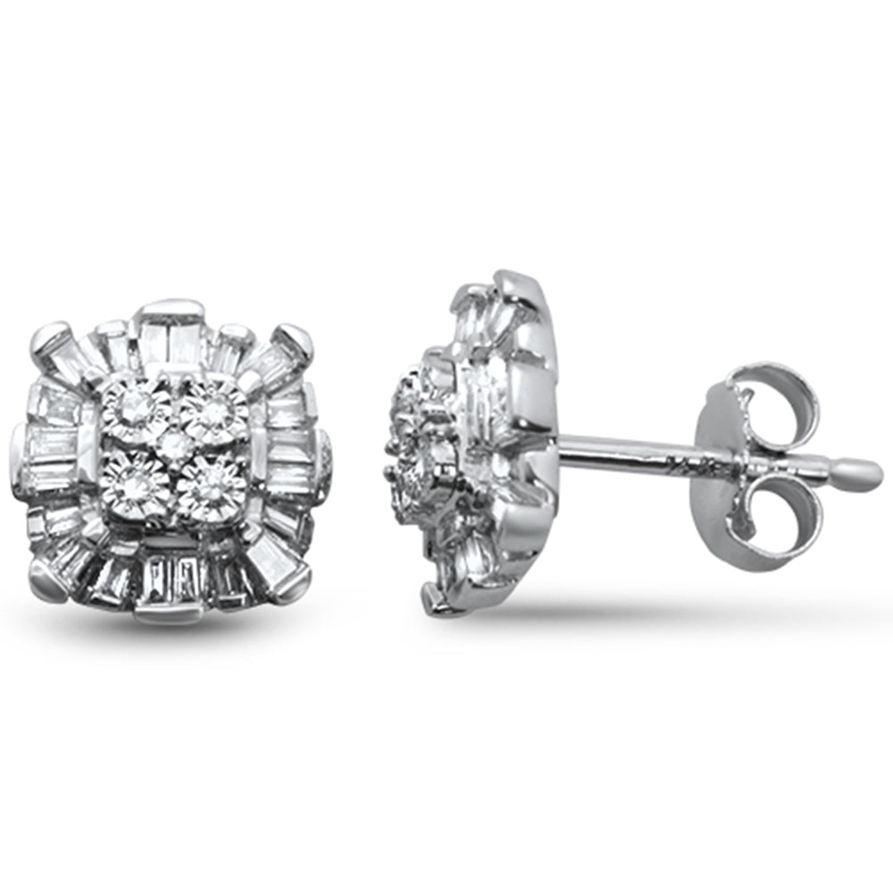 ''SPECIAL! .27ct G SI 14K White Gold Diamond Round & Baguette EARRINGS''