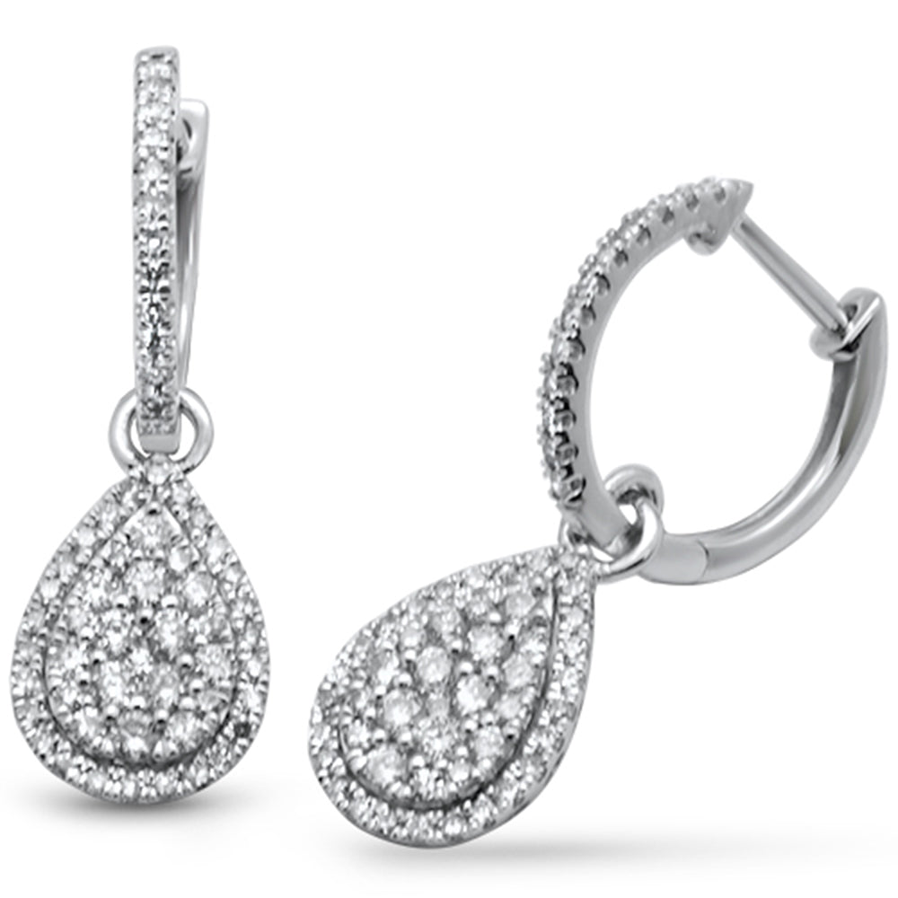 ''SPECIAL! .77ct G SI 14K White Gold Diamond Pear Shaped Dangling EARRINGS''