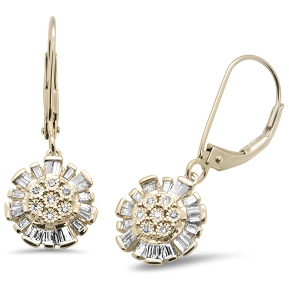 ''SPECIAL! .26ct G SI 14K Yellow Gold DIAMOND Round & Baguette Lever Back Earrings''