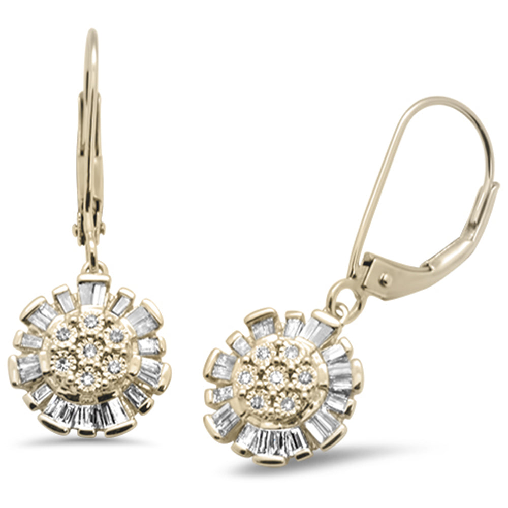 ''SPECIAL! .26ct G SI 14K Yellow GOLD Diamond Round & Baguette Lever Back Earrings''