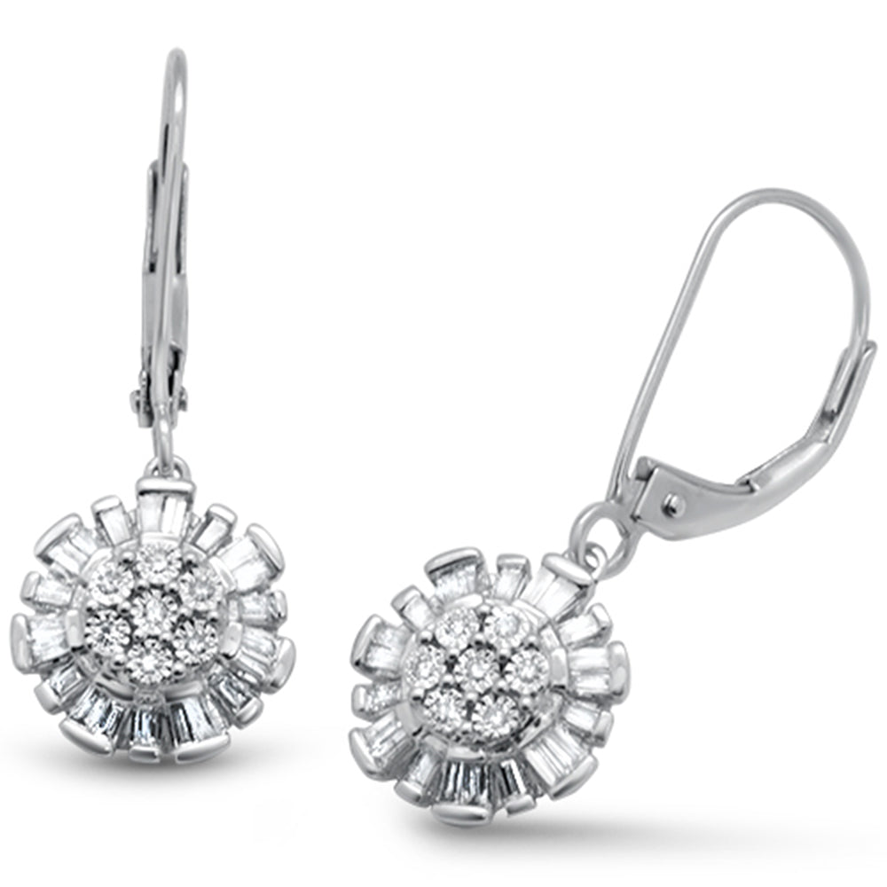 ''SPECIAL! .27ct G SI 14K White GOLD Diamond Round & Baguette Lever Back Earrings''