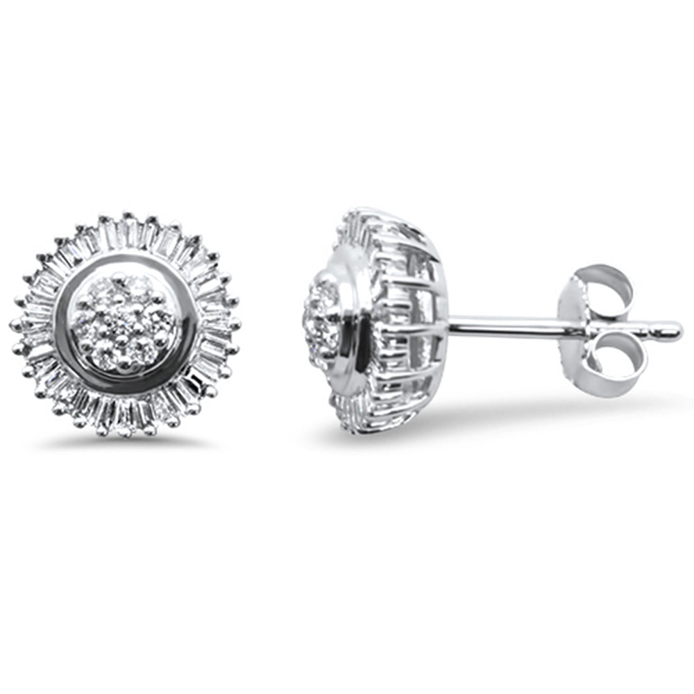 ''SPECIAL! .37ct G SI 14K White Gold DIAMOND Round & Baguette Earrings''