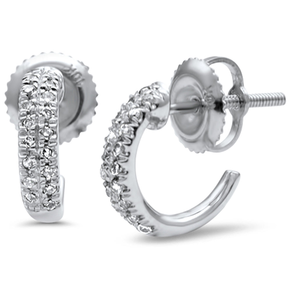 ''SPECIAL! .13ct G SI 10K White Gold Diamond Half HOOP EARRINGS''