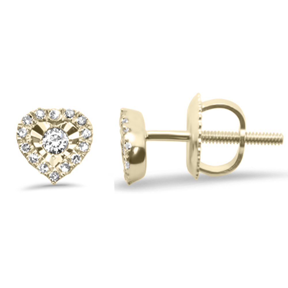 .15ct G SI 10K Yellow GOLD Diamond Heart Shaped Earrings