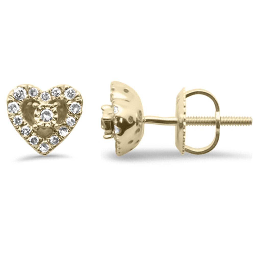 ''SPECIAL! .15ct G SI 10K Yellow GOLD Diamond Heart Shaped Earrings''