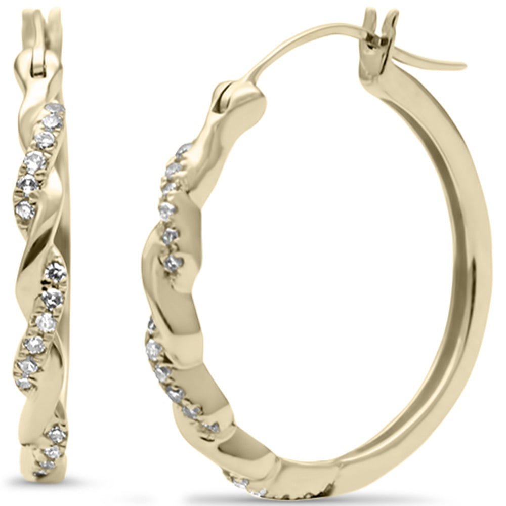 ''SPECIAL! .16ct G SI 10K Yellow Gold Diamond Twisted HOOP EARRINGS''