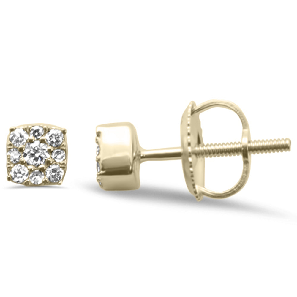 .15ct G SI 10K Yellow Gold Diamond Princess Shaped STUD EARRINGS