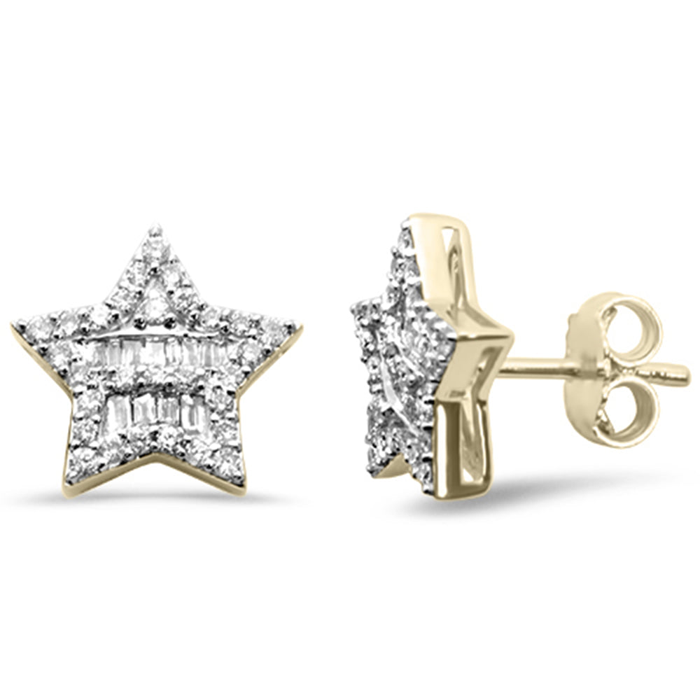 ''SPECIAL! .50ct G SI 14K Yellow Gold Diamond Star Shaped Round & Baguete EARRINGS''