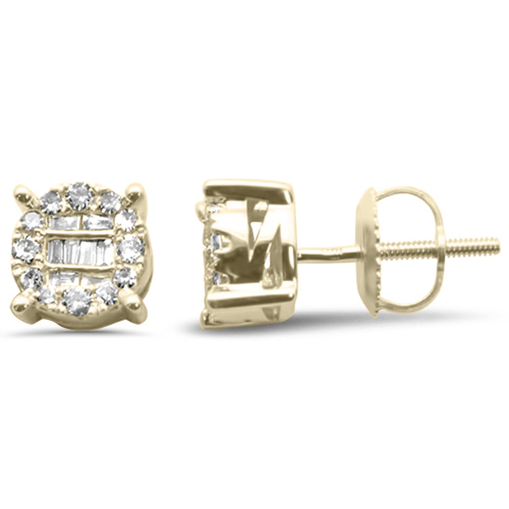 ''SPECIAL! .27ct G SI 10K Yellow Gold DIAMOND Round and Baguette Stud Earrings''