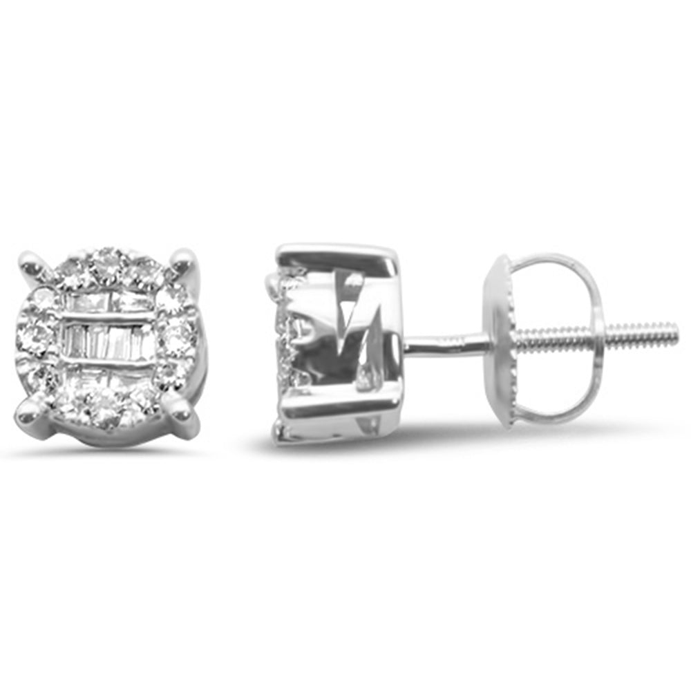 ''SPECIAL! .30ct G SI 10K White GOLD Diamond Round and Baguette Stud Earrings''