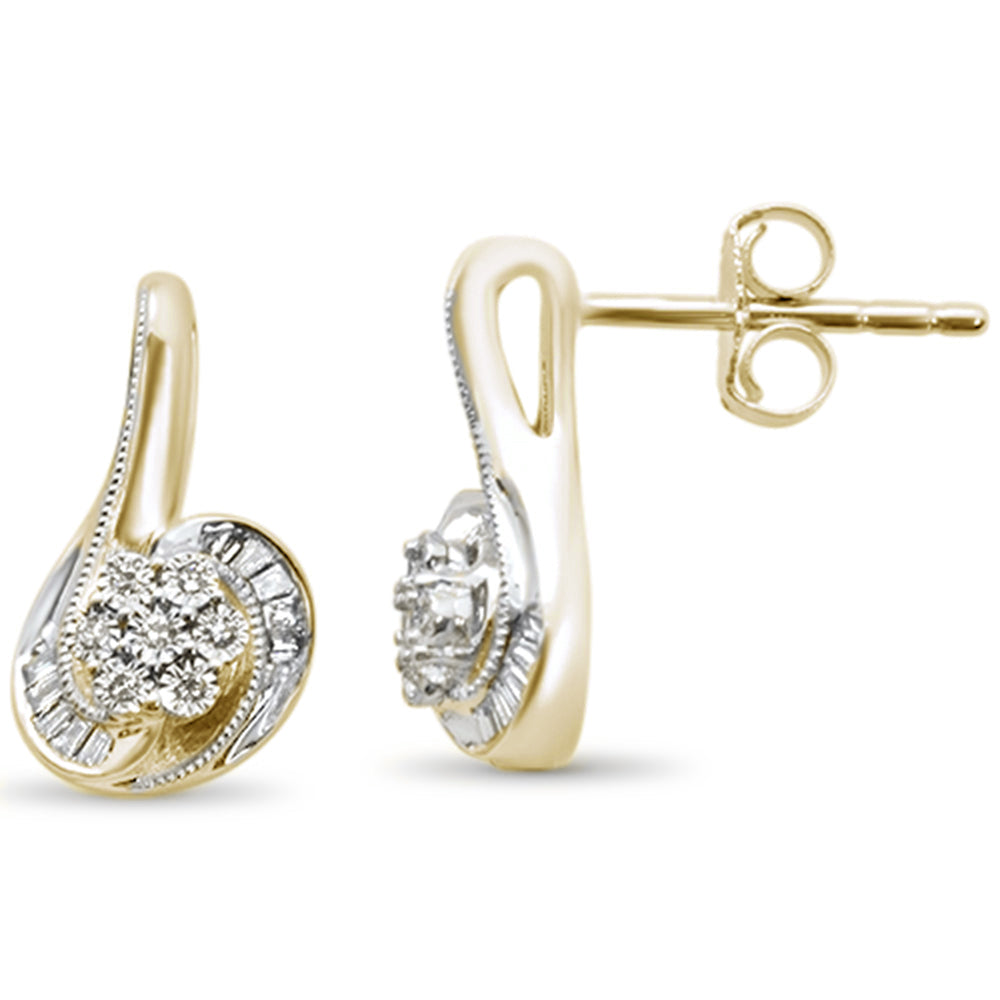 ''SPECIAL! .11ct G SI 14K Yellow GOLD  Diamond Round & Baguette Drop Earrings''