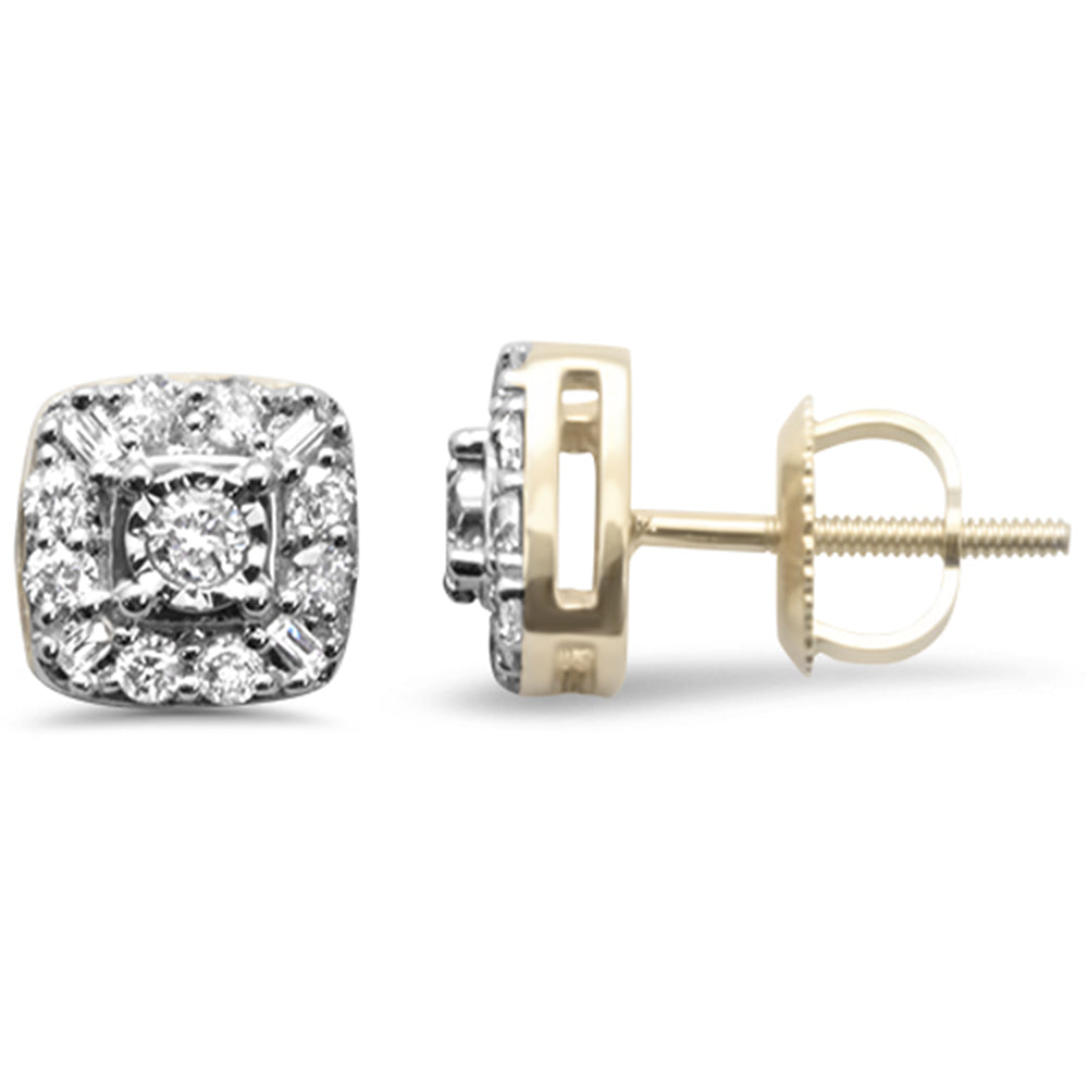 ''SPECIAL! .42ct G SI 10K Yellow Gold Round & Baguette Square DIAMOND Earrings''