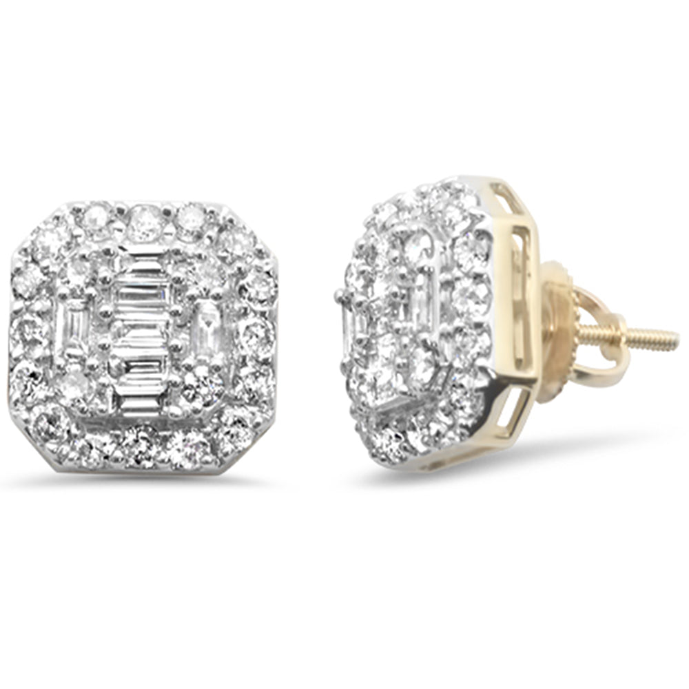 ''SPECIAL!  1.63ct G SI 10K Yellow GOLD Cushion Shaped Round & Baguette Diamond Halo Earrings''