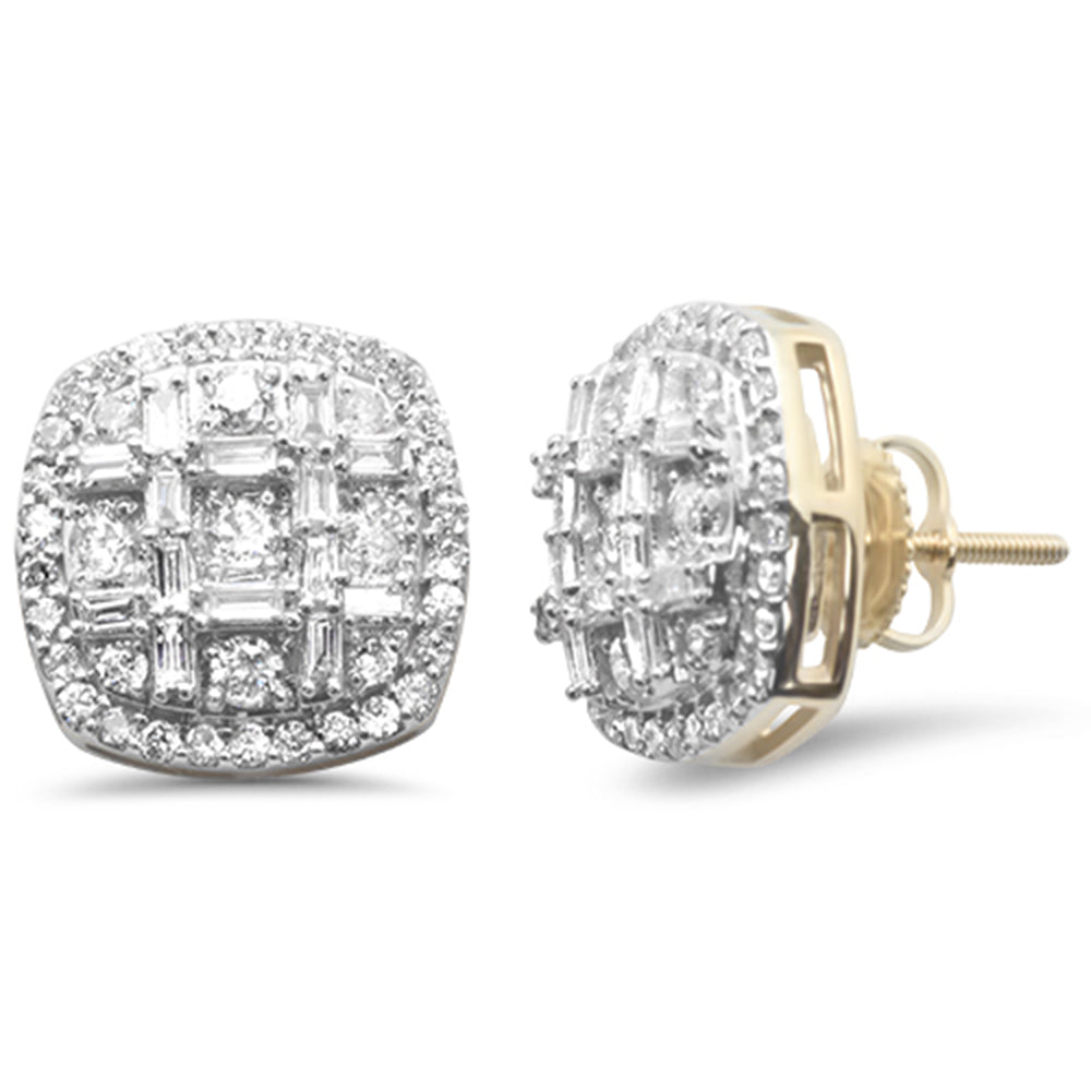 ''SPECIAL! 1.33ct G SI 10K Yellow GOLD Round & Baguette Diamond Halo Earrings''