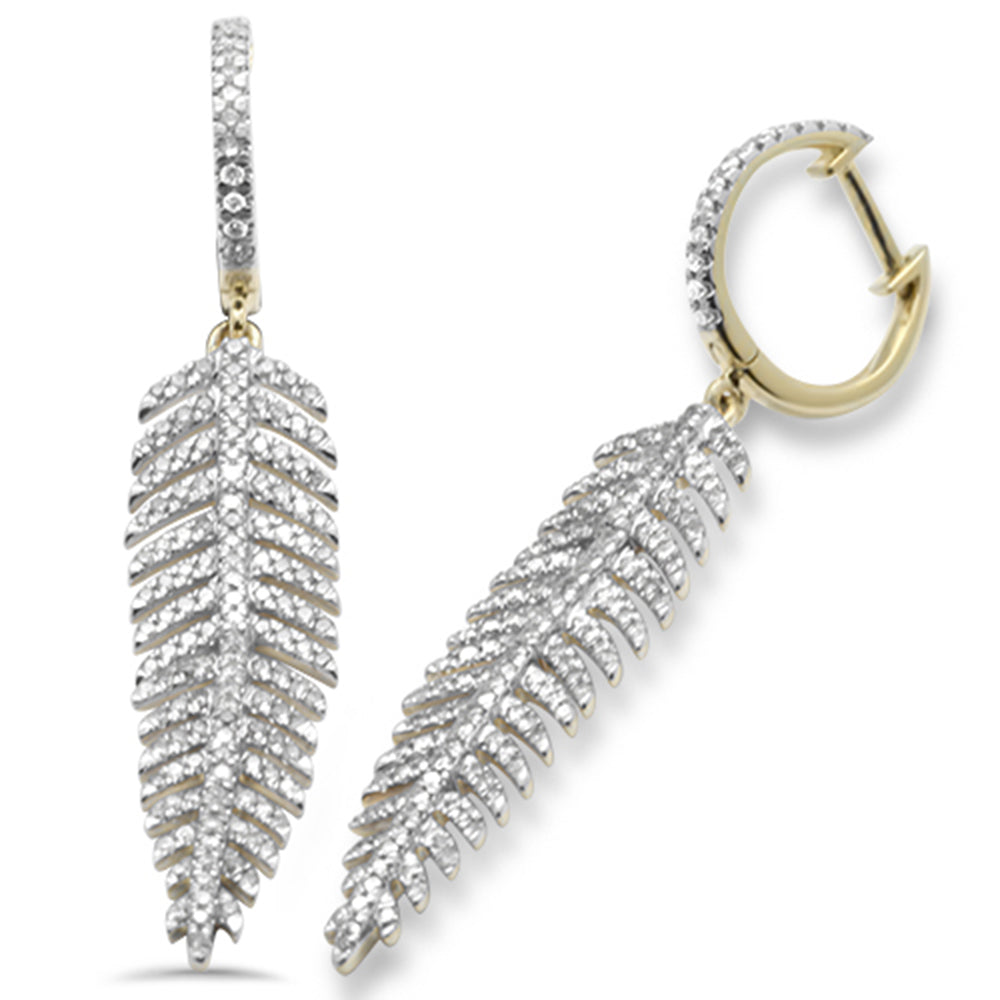 ''SPECIAL! 1.15ct G SI 14K Yellow GOLD Leaf Drop Earrings''