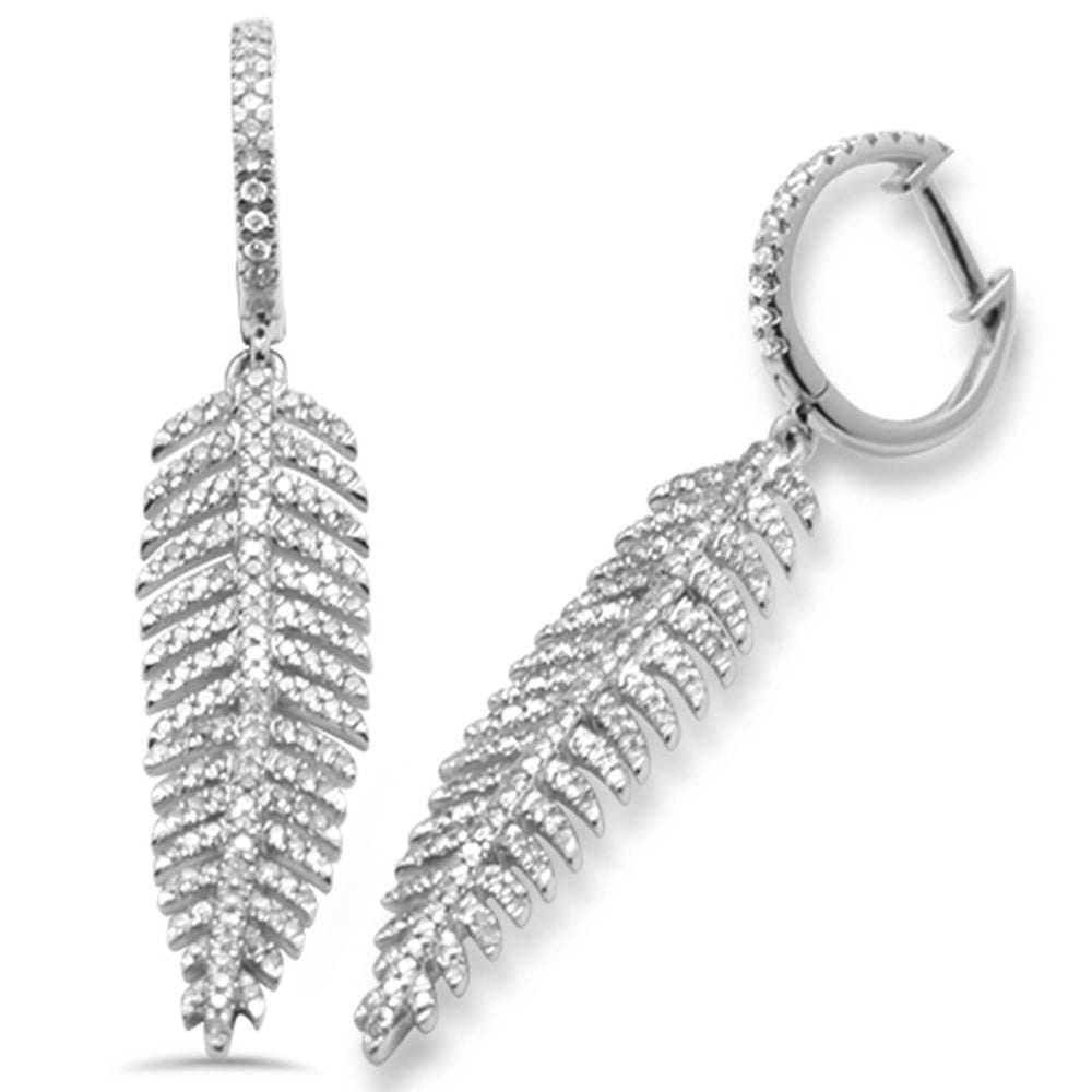 ''SPECIAL! 1.18ct G SI 14K White GOLD Leaf Drop Earrings''