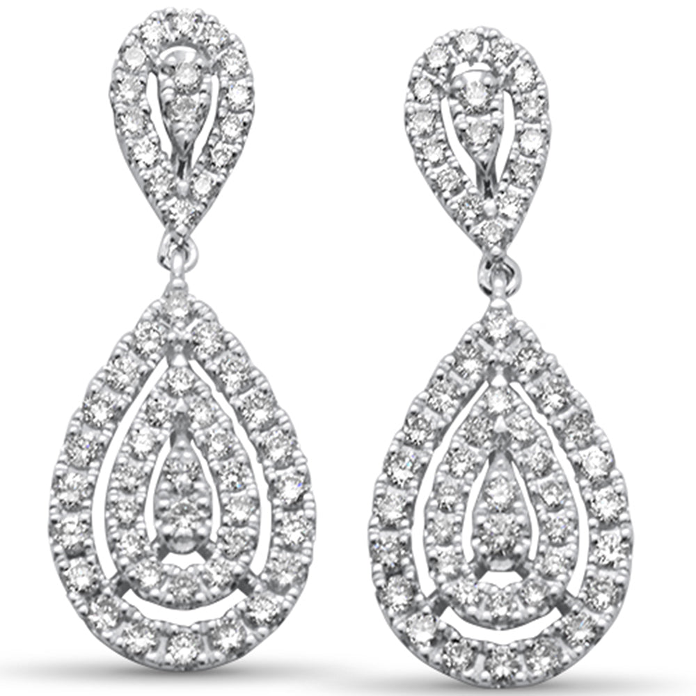 ''SPECIAL! 1.47ct G SI 14K White Gold DIAMOND Pear Shape Dangling Earring''