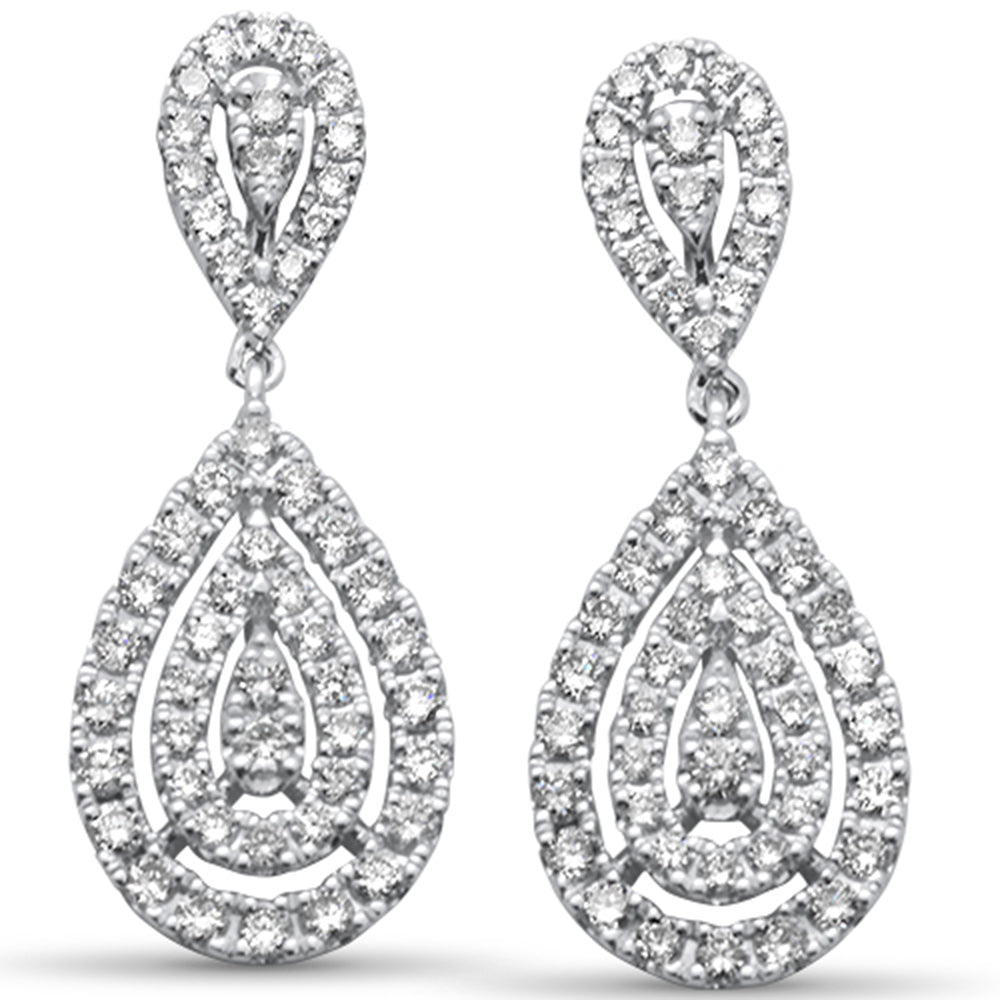 ''SPECIAL! 1.47ct G SI 14K White Gold Diamond Pear Shape Dangling EARRING''