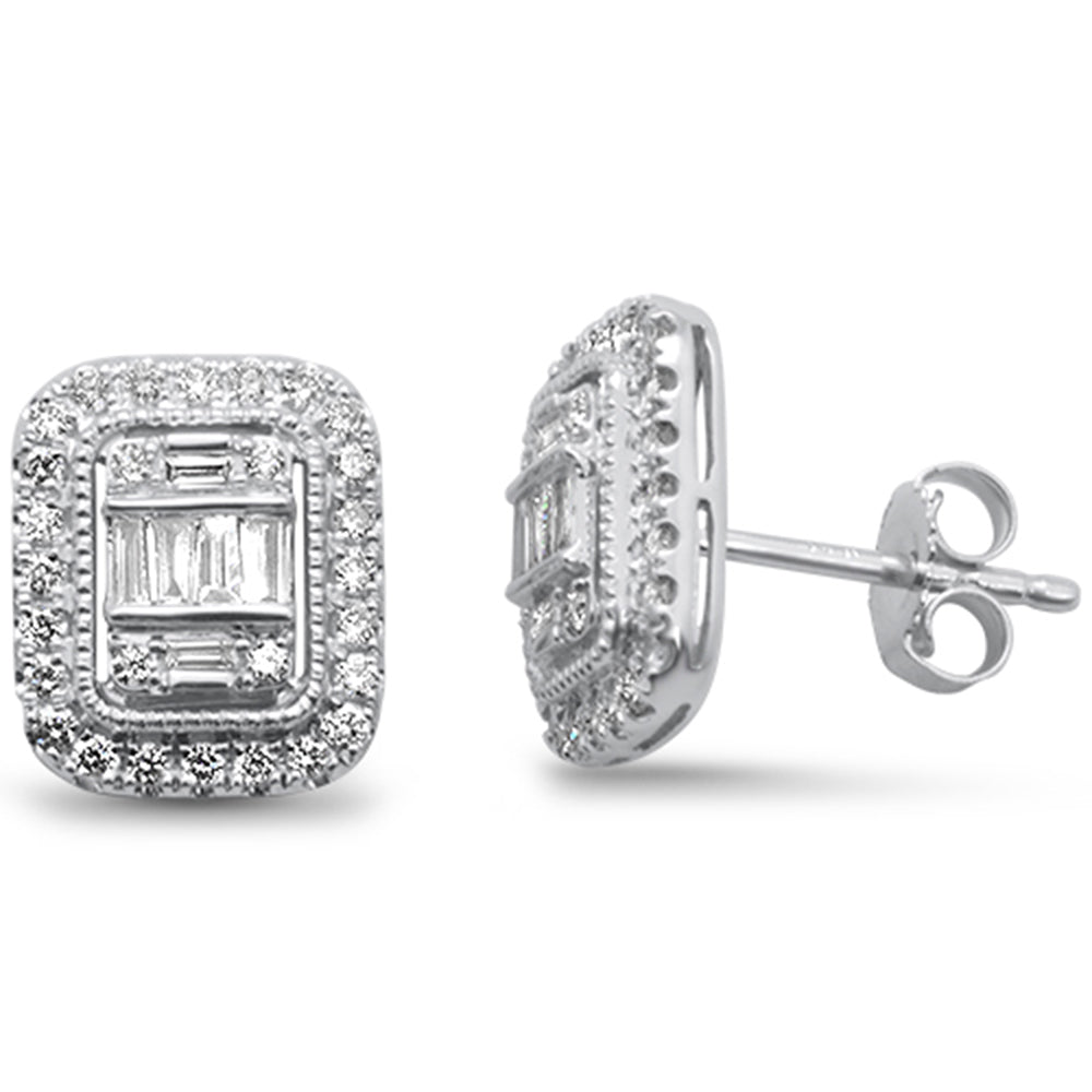 ''SPECIAL! .54ct G SI 14K White Gold Round & Baguette Diamond EARRING''