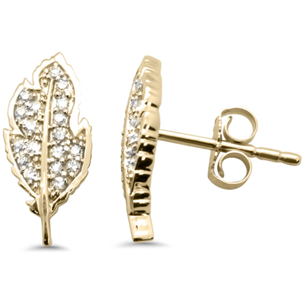 ''SPECIAL! .16ct G SI 14K Yellow Gold DIAMOND Leaf Shaped Earring''